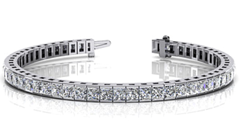 Picture of Classic Bezel Set Princess Cut Diamond Tennis Bracelet