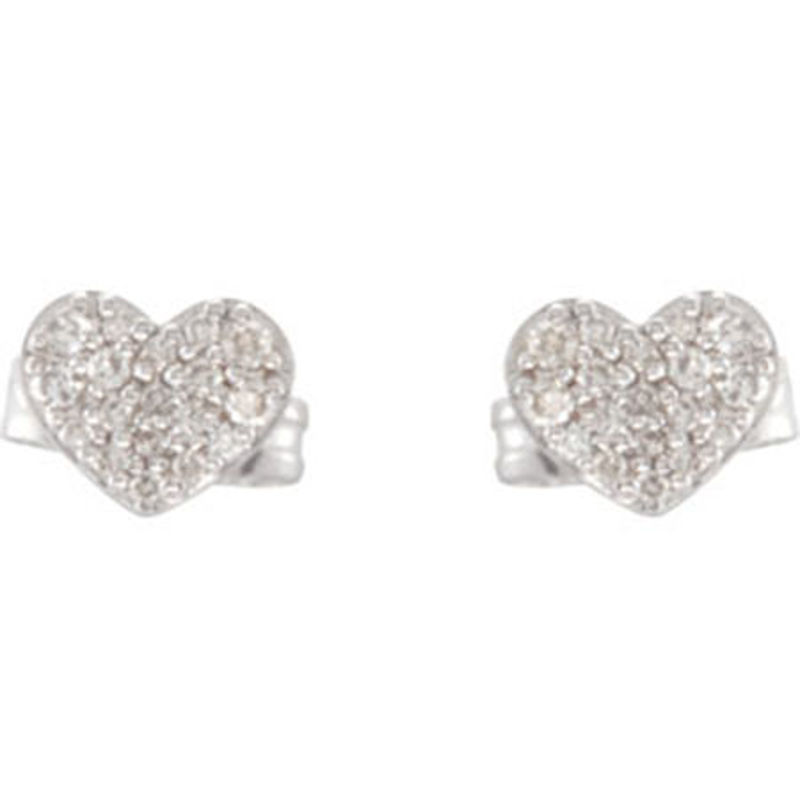 Picture of 14kt white gold diamond heart earrings
