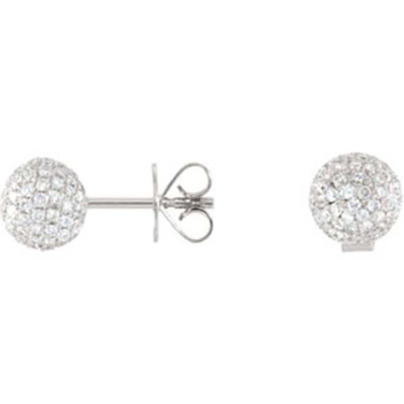 Picture of 18kt white gold diamond pave ball earrings