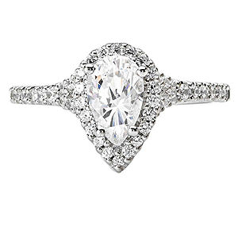 Picture of Pear Halo Semi-Mount Diamond Ring | Diamond Engagement Rings