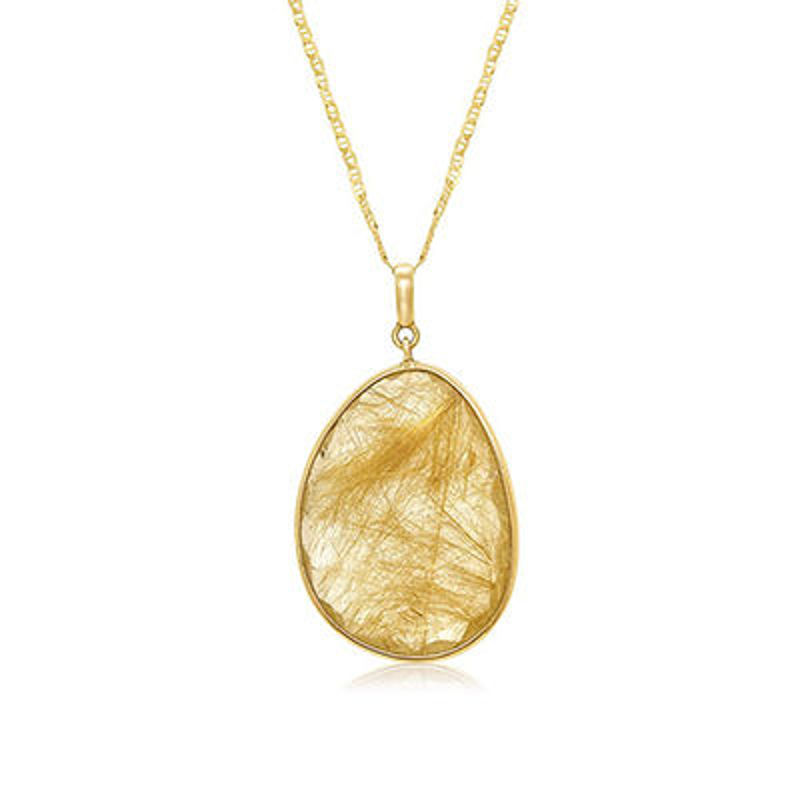 Picture of 14K Yellow Gold Pendant set with a 22ct Rutile Quartz